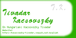 tivadar kacsovszky business card